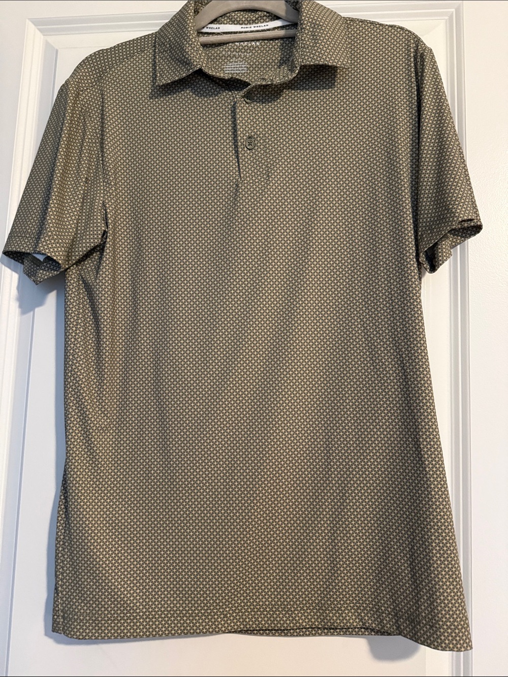 Mens Olive Green Printed Polo Shirt